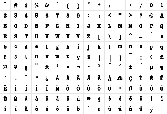 AmTypewriterCdITC Bold Character Map