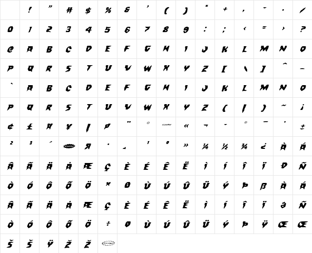 Count Suckula Expanded Italic Expanded Italic Character Map