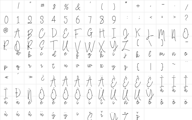 Falling Slowly Free Demo Regular Character Map