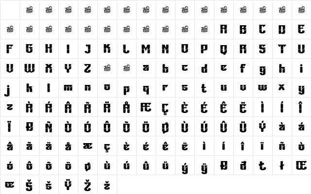 Bahiyoh trial Regular Character Map