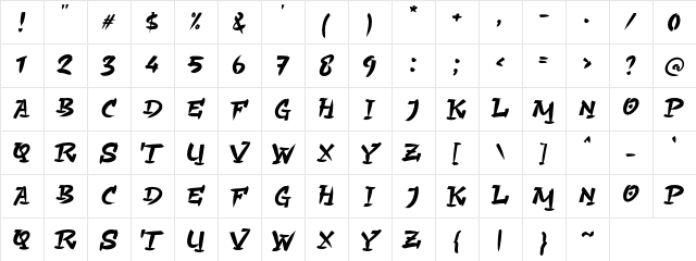 a Astaga Dragon Regular Character Map