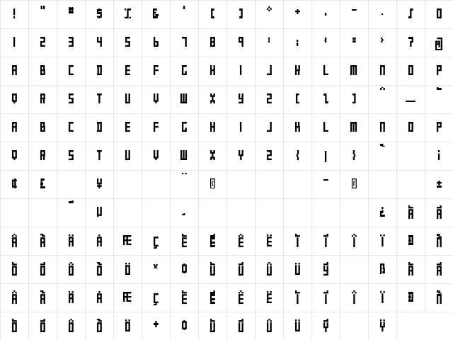 P22 DeStijl Tall Regular Character Map P22 DeStijl Tall Regular Character Map