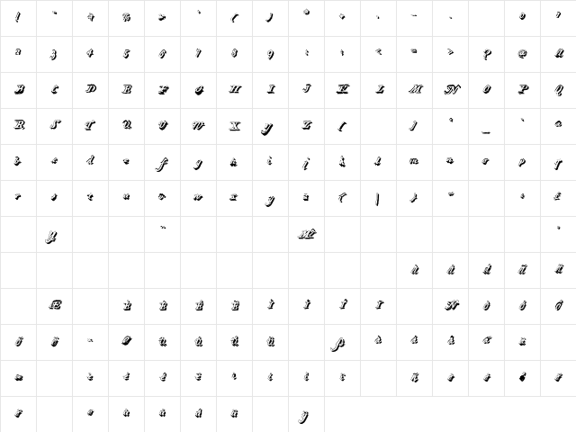 HartzVier-Shadow Regular Character Map HartzVier-Shadow Regular Character Map