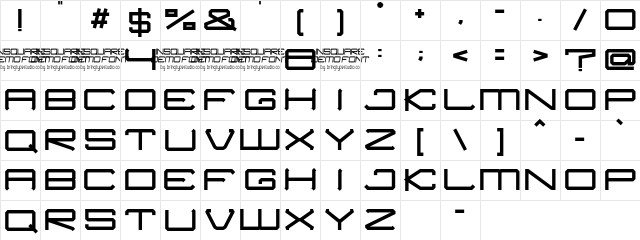 INSQUARE Regular Character Map