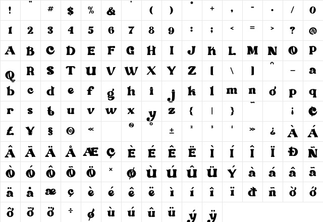 The Mount Saint Regular Character Map