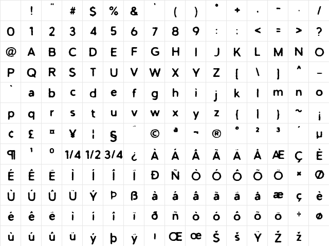 TC Antiquated Sans Regular Character Map