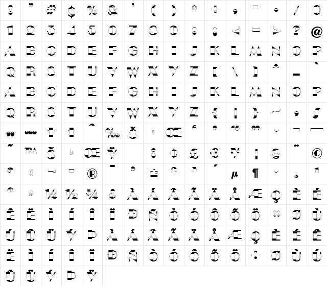 a_BentoB&amp;W Regular Character Map
