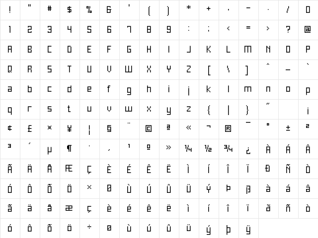 2A03 Regular Character Map