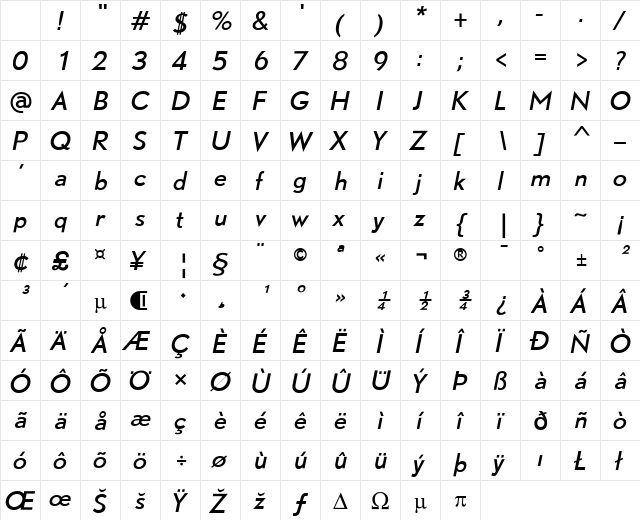 DTLNobelT Light Italic Character Map DTLNobelT Light Italic Character Map
