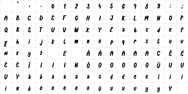 Casper Marker DaFont Regular Character Map