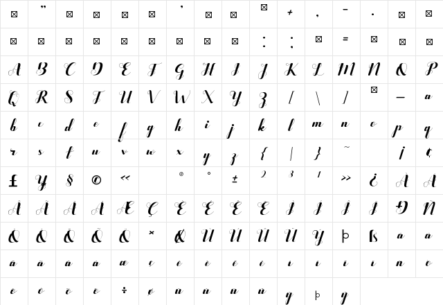Emila Regular Character Map Emila Regular Character Map