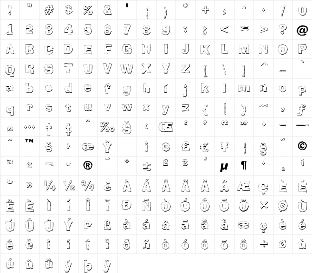 a_Broker3Dxtr Regular Character Map