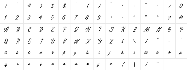 Gadira Demo Regular Character Map