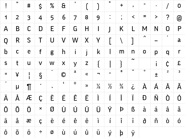 GoodOSF-Book Regular Character Map GoodOSF-Book Regular Character Map