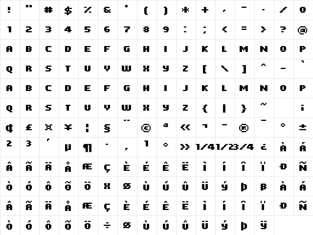 FFF Atlantis Condensed Regular Character Map