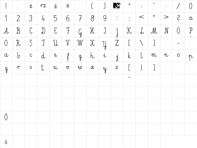 ElementarzDwa Regular Character Map