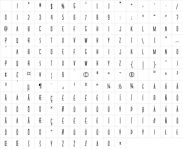 HuxleyVertICG AltBold Character Map HuxleyVertICG AltBold Character Map