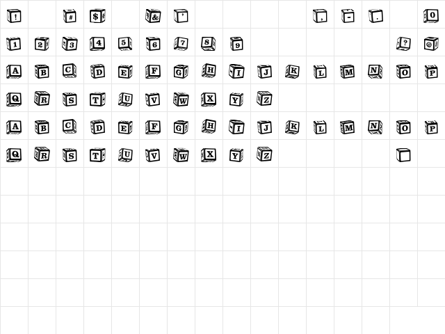 P22 ToyBox Blocks Regular Character Map