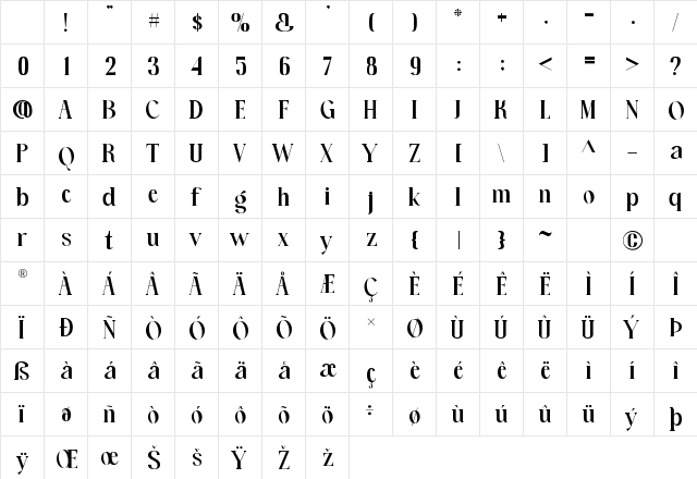 Relington Regular Character Map Relington Regular Character Map