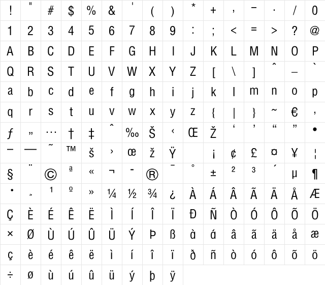 FZYaoTi Regular Character Map