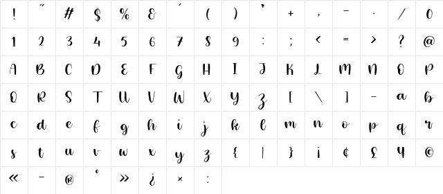 Magical Feather Regular Character Map Magical Feather Regular Character Map