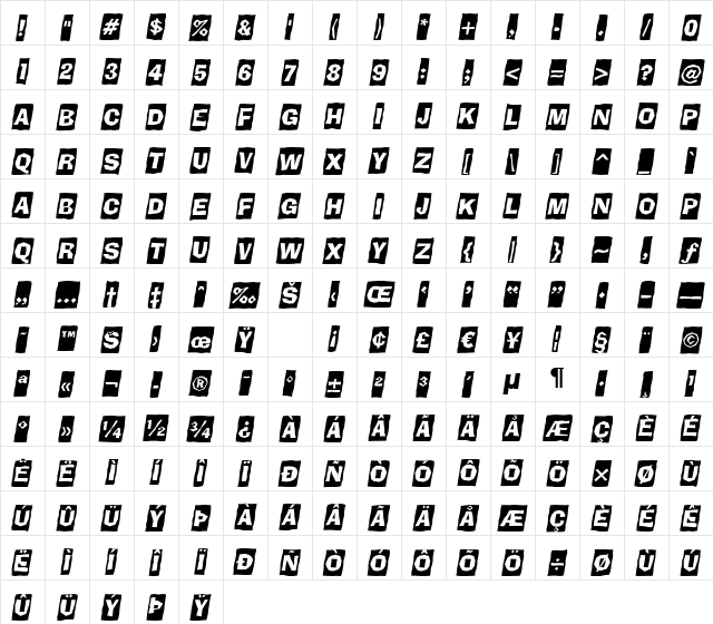 a_BrokerCmObl Regular Character Map