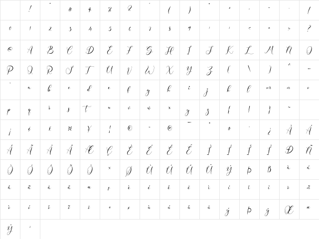 Freelove Regular Character Map Freelove Regular Character Map