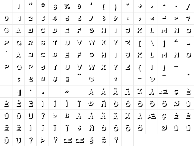 P22Bayer-Shadow Roman Character Map