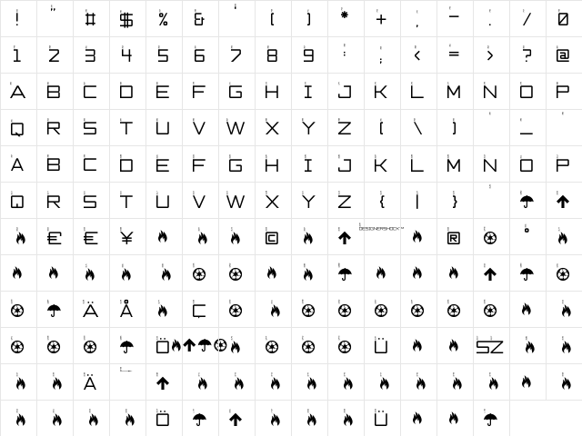 DS GS45 Regular Character Map DS GS45 Regular Character Map