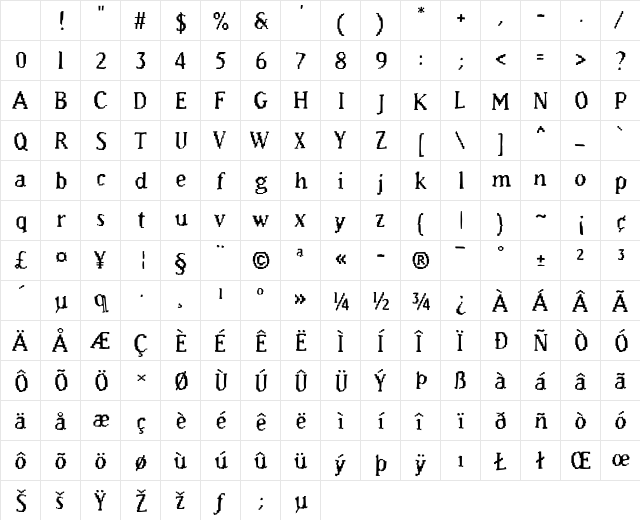 Murphy33 Regular Character Map