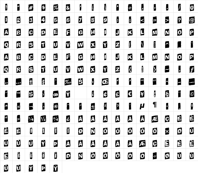 a_BrokerCmUp Regular Character Map