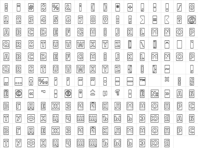 a_PlakatTitulCmOtl Regular Character Map a_PlakatTitulCmOtl Regular Character Map