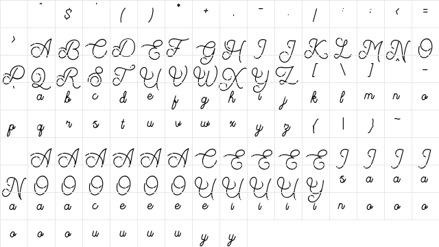 The Beautyline FreeVersion Regular Character Map The Beautyline FreeVersion Regular Character Map