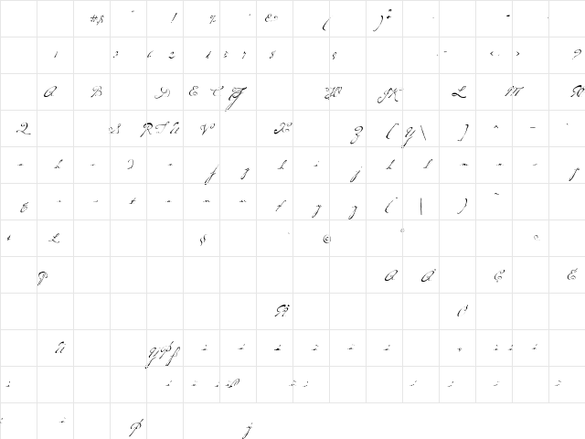 P22DearestScript Medium Character Map