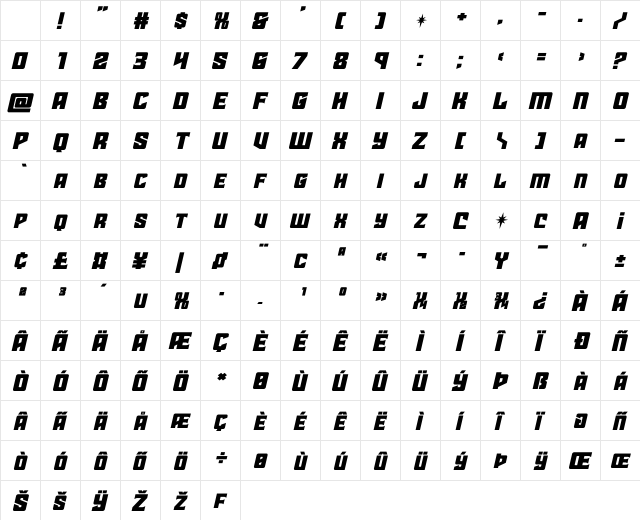 Star Guard Expanded Italic Expanded Italic Character Map Star Guard Expanded Italic Expanded Italic Character Map