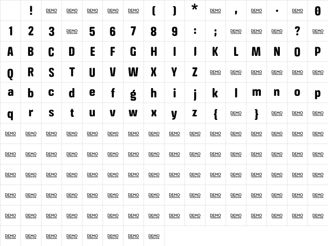 Crossfit Demo Bold Character Map