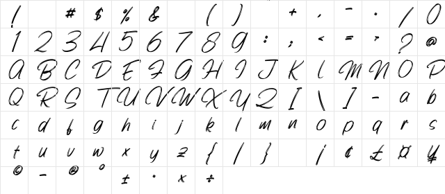 Bonitto Italic Character Map
