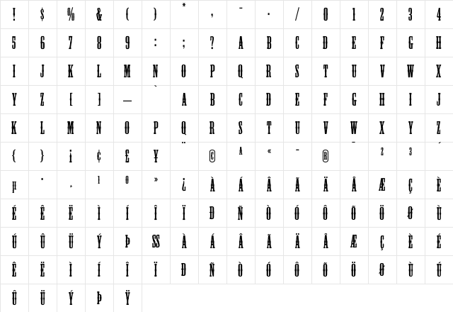 Mesquite Medium Character Map