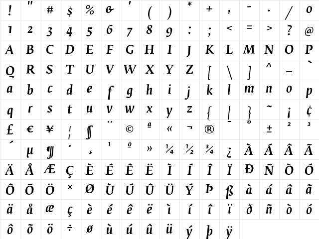 Fedra Serif B Medium Italic Character Map Fedra Serif B Medium Italic Character Map