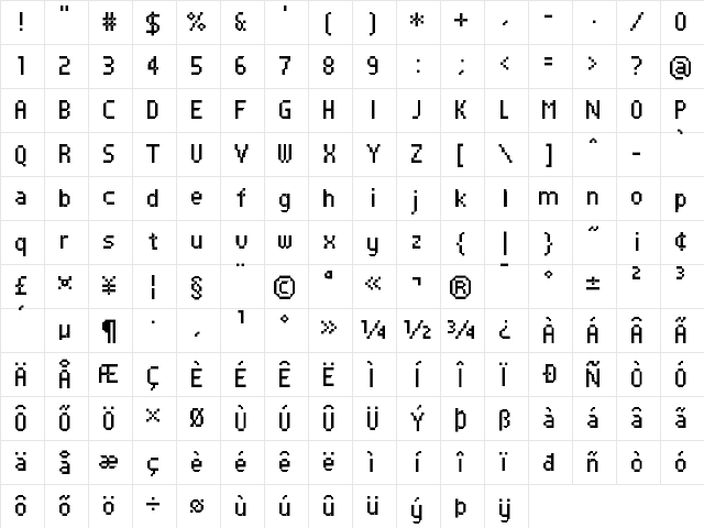 FFF Atlantis Condensed Regular Character Map