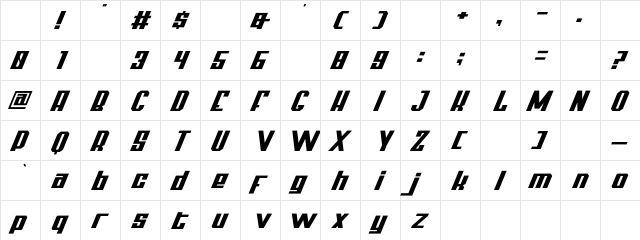Thunderbold Demo Regular Character Map Thunderbold Demo Regular Character Map