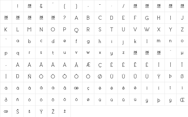 Debock Personal Use Regular Character Map Debock Personal Use Regular Character Map
