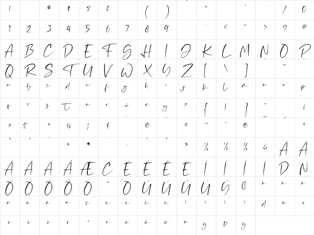 Bonafis Regular Character Map Bonafis Regular Character Map