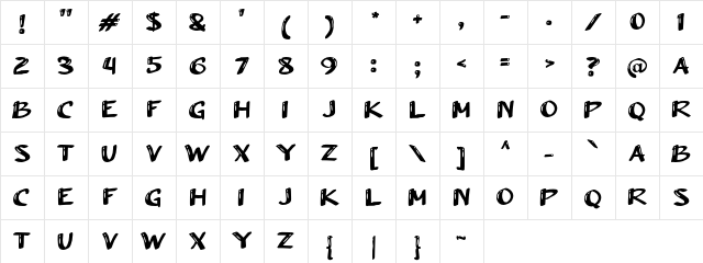 a Arush Shiny Regular Character Map