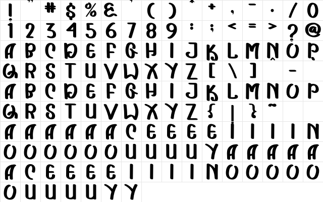 Crish Stick Regular Character Map Crish Stick Regular Character Map