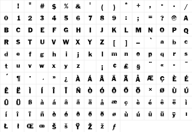 FranklinGotTRegIn1 Regular Character Map FranklinGotTRegIn1 Regular Character Map