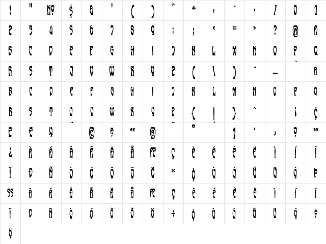 Absinthe Regular Character Map Absinthe Regular Character Map