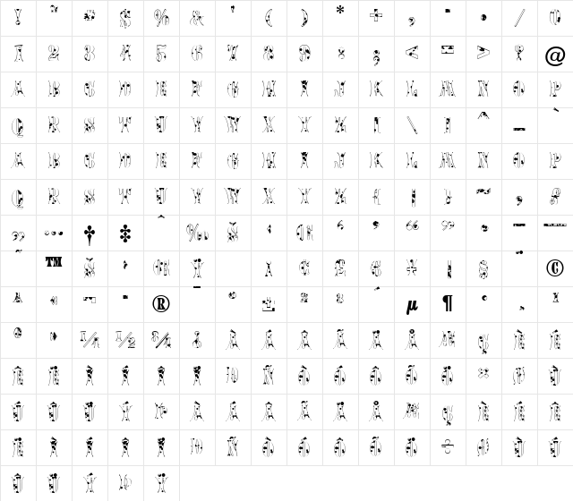 a_CalyxInkBl Regular Character Map