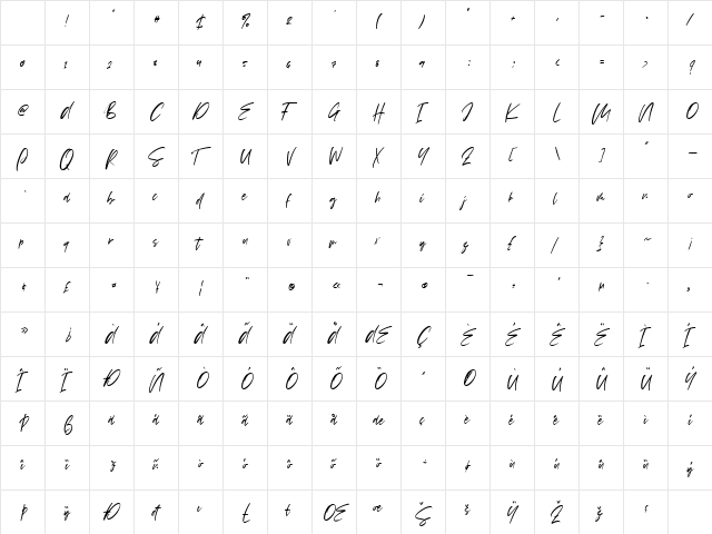 Vezthisory Regular Character Map