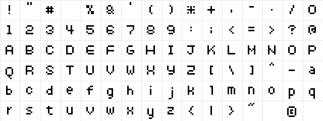 8pxbus Regular Character Map